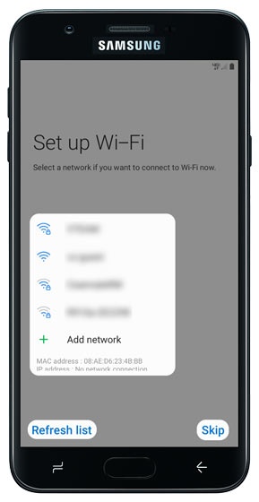 Set up Wi-Fi screen