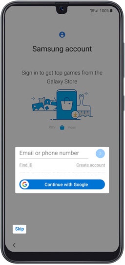 Samsung account setup