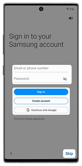 Samsung account setup