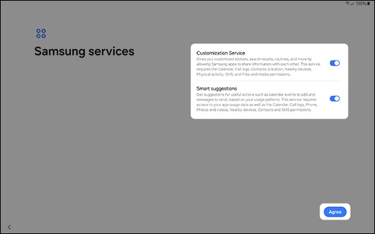Samsung permissions screen