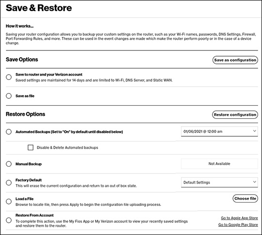 Save and restore