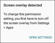 Screen Overlay Detected Error