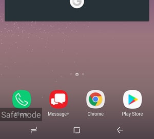 Safe mode displayed on home screen