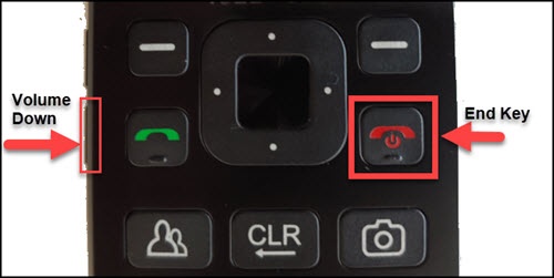 End and Volume Down key