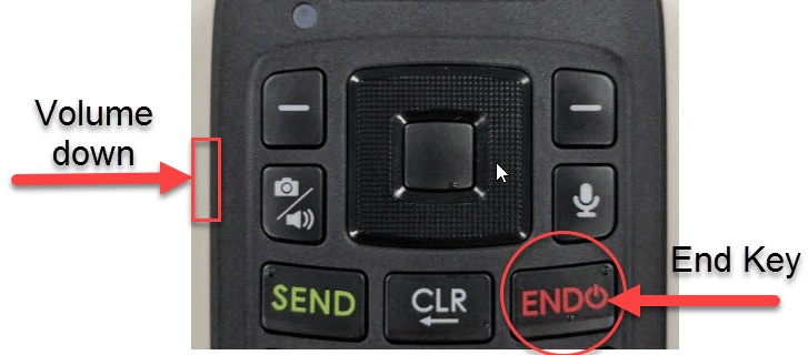 End and Volume down key