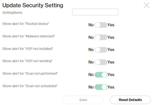 Security settings
