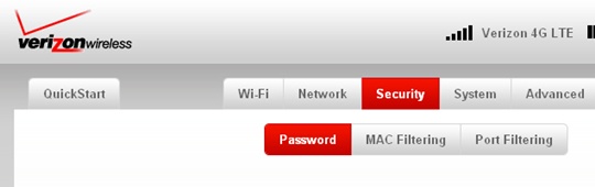 Security tab with Password