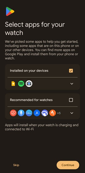 Tap skip or continue