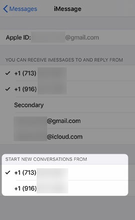 Select the desired number used to start new conversations