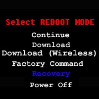 Select REBOOT MODE screen