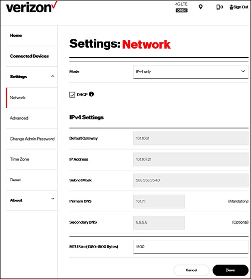 Network settings