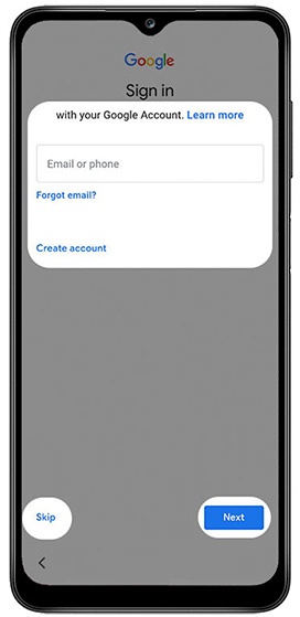 Google sign-in screen
