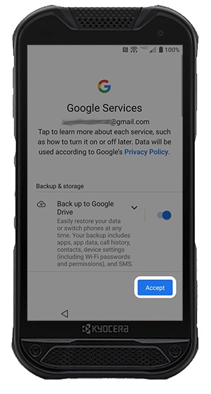 Google services screen