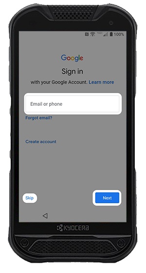 Enter Gmail address screen