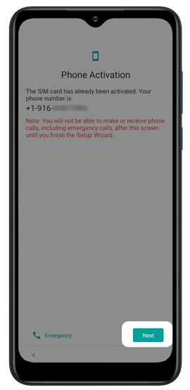 Activation screen