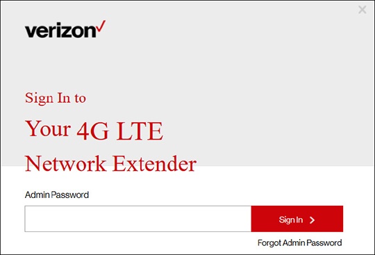 Network Extender sign in screen