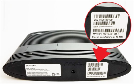 Barcode label, MAC and S/N 