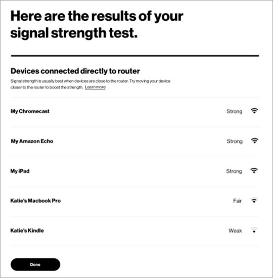 5G Home Internet - My Verizon Website - Test Signal Strength and Device  Speed