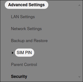 SIM PIN menu