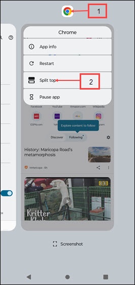 Split Screen Menu