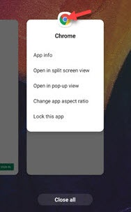 Recent app menu