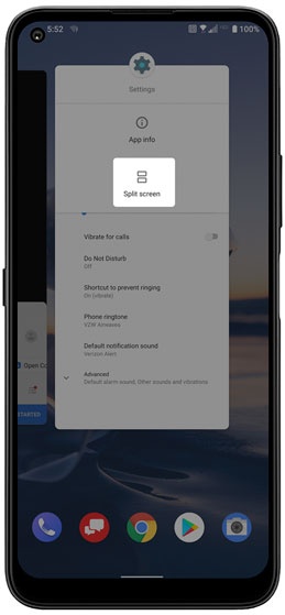 Split Screen menu