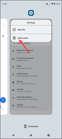 Split Screen Menu
