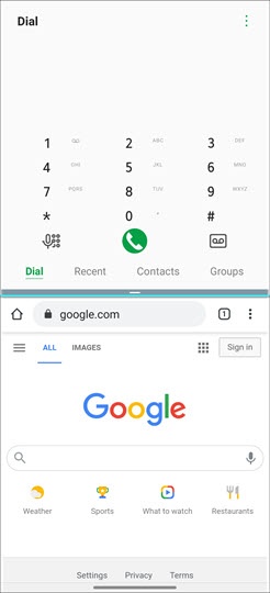 Split screen view