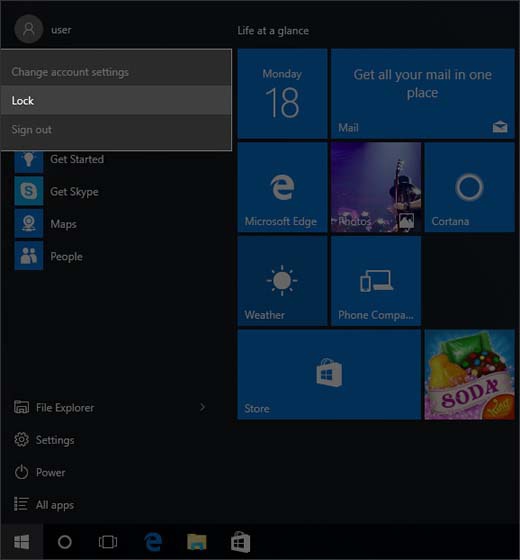 Start Menu with Lock