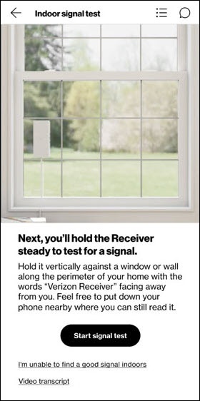 Start indoor signal test