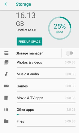Storage memory avaibility