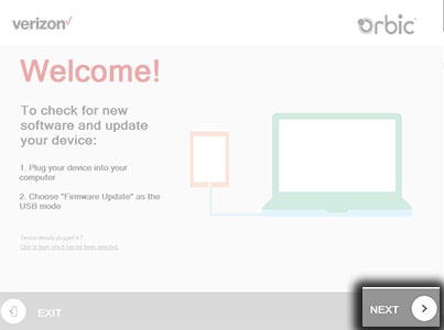 Software Upgrade Assistant (Orbic) - Initial Setup Verizon