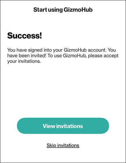 Success screen
