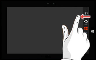 Swipe left with Charms menu