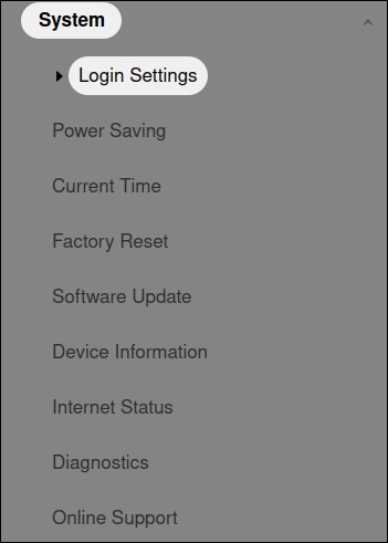 System > Login settings