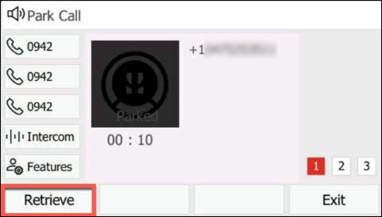 Press Retrieve soft key 