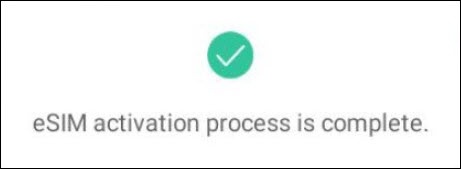 eSIM activation complete