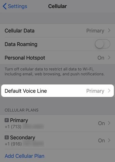 Apple iPhone - Dual SIM with an eSIM - Switch Default Voice Line 