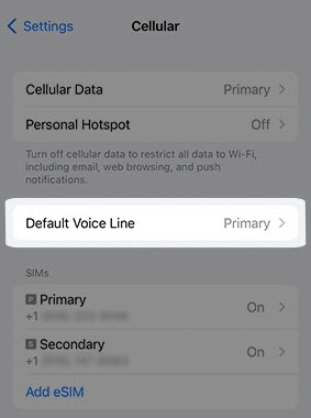 Tap Default Voice Line