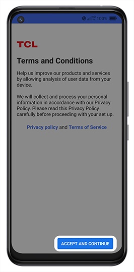 TCL Terms and Conditions screen