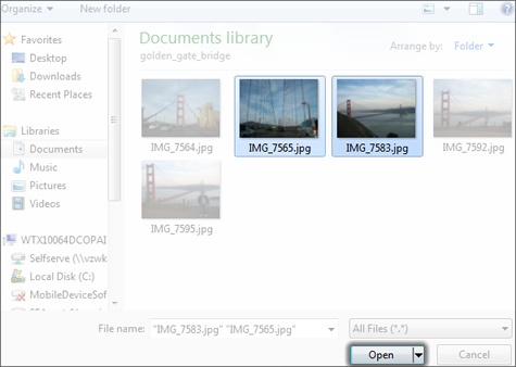 Select file(s) then click Open
