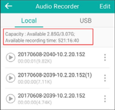 Remaining storage capacity