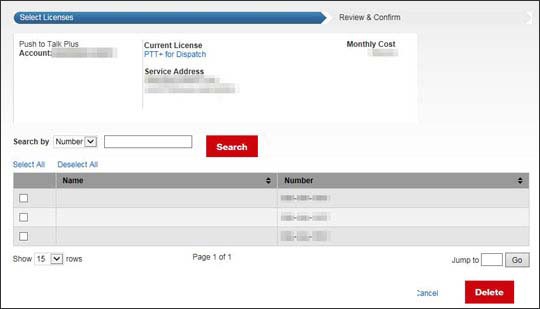 Current Subscriptions Delete