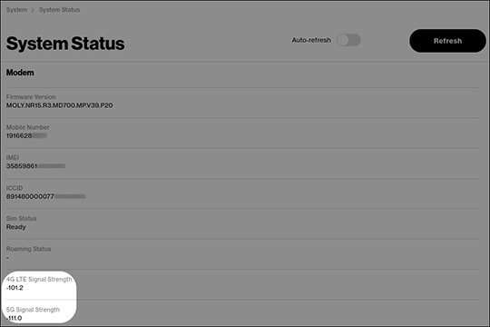 4G LTE and 5G Modem Status