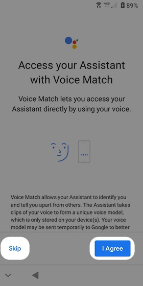 Voice Match screen