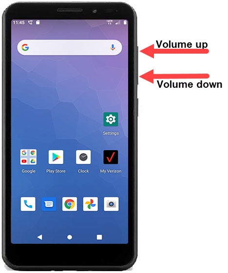 Google logo with volume down button