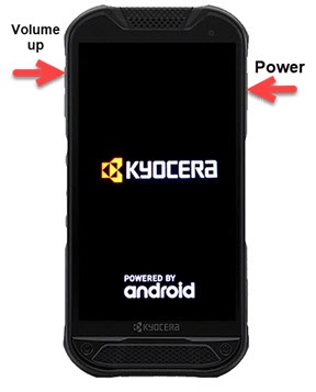 Volume up and power button