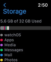 Apple watch storage online space