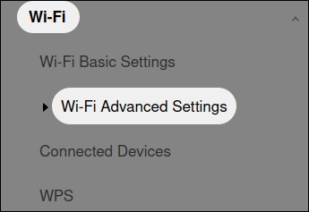 Wi-Fi Advanced Settings menu