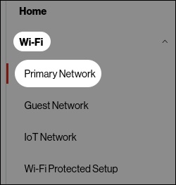 Wi-Fi settings menu